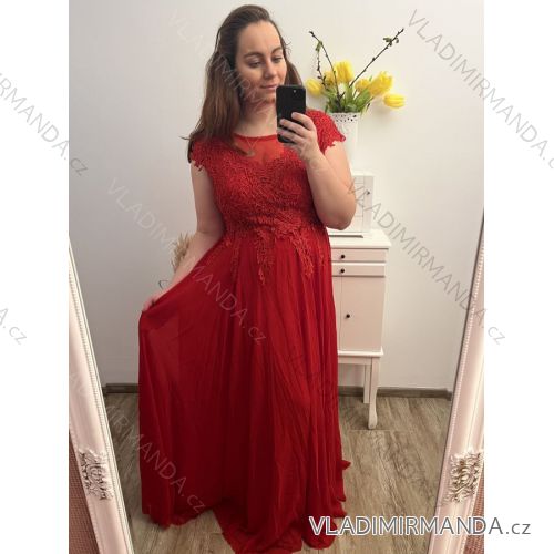 šaty plesové dlhé elegantné spoločenské krátky rukáv dámske nadrozmer (XL/2XL ONE SIZE) TALIANSKA MÓDA IMM2368815PL