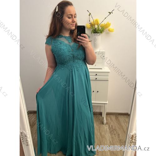 šaty plesové dlhé elegantné spoločenské krátky rukáv dámske nadrozmer (XL/2XL ONE SIZE) TALIANSKA MÓDA IMM2368806-X