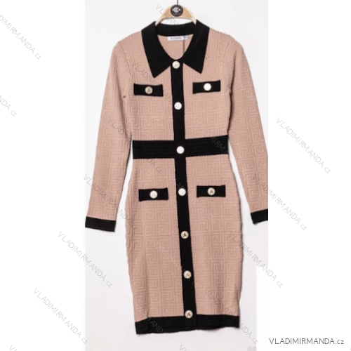 Šaty elegantný dlhý rukáv dámske (S/M ONE SIZE) TALIANSKA MÓDA FMPRP23DPU415-5