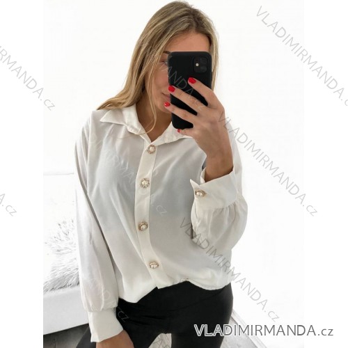Košeľa dlhý rukáv dámska (S/M ONE SIZE) TALIANSKA MÓDA IMWB23005/DU S/M biela