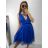 Šaty společenské tylové na ramínka dámské (S/M/L ONE SIZE) ITALSKá MóDA IM9239005/DU M / L biela