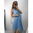 Šaty společenské tylové na ramínka dámské (S/M/L ONE SIZE) ITALSKá MóDA IM9239005/DU M / L biela
