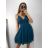 Šaty šifónové elegantné krátke na ramienka dámske (S/M ONE SIZE) TALIANSKA MóDA IM922BONA/DR kráľovská modrá