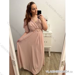 Šaty spoločenské elegantné šifónové krátky rukáv dámske nadrozmer (XL/2XL ONE SIZE) TALIANSKA MÓDA IMM22ZO9014