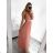 Šaty dlhé spoločenské elegantné plesové dámske (S/M ONE SIZE) TALIANSKA MÓDA IMM22Q52232/DR6 tmavě modrá