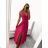 Šaty elegantné spoločenské dlhé na ramienka dámske (XS/S/M/L ONE SIZE) TALIANSKA MÓDA IM322045/DR