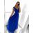 Šaty společenské dlouhé elegatní dámské (S/M ONE SIZE) ITALSKÁ MÓDA IM923MARINA/DU S/M tmavo modrá