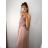 Šaty elegantné dlhé na ramienka šifónové dámske (S/M ONE SIZE) TALIANSKA MODA IMM22Q52303/DUR S/M ružová
