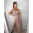 Šaty elegantné dlhé na ramienka šifónové dámske (S/M ONE SIZE) TALIANSKA MODA IMM22Q52303/DUR S/M ružová