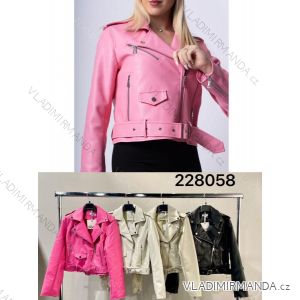 Bunda koženková dlhý rukáv dámska (S-XL) TALIANSKA MÓDA IMM23MS228058