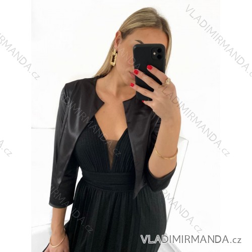 Bolerko elegantní dlouhý rukáv dámské (S/M ONE SIZE) ITALSKá MóDA IM9235170/DU S/M čierna