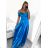 Šaty carmen dlhé na ramienka elegantné saténové dámske (S/M ONE SIZE) TALIANSKA MÓDA IMPBB22B22735/DR - ružová marhuľová - S/M