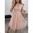 Šaty elegantné tilové krátke bez rukávov spoločenské dámske (S/M ONE SIZE) TALIANSKA MÓDA IMM23FL9665/DU biela