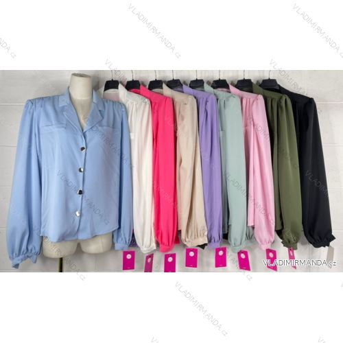 Tunika košeľová/košeľa dlhý rukáv dámska (S/M ONE SIZE) TALIANSKA MÓDA IMPBB23B10305