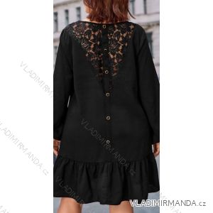 Šaty elegantné s čipkou dlhý rukáv dámske nadrozmer (XL/2XL ONE SIZE) TALIANSKA MÓDA IMWT23223