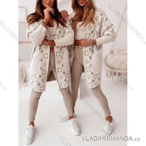 Kabát alpaka na zips s kapucňou dámsky (S/M ONE SIZE) POLSKÁ MÓDA PMLB23333