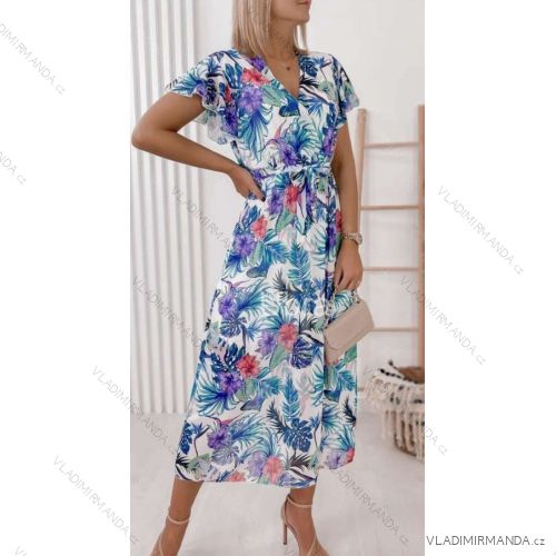 Šaty dlhé šifónové krátky rukáv dámske (S/M ONE SIZE) TALIANSKA MÓDA IMWGM23449