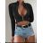 Crop top na zips dlhý rukáv dámska (S/M ONE SIZE) TALIANSKA MÓDA IMWB23095
