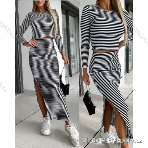 Súprava letný top dlhý rukáv a sukňa dámska (S/M ONE SIZE) TALIANSKA MÓDA IMWY23072