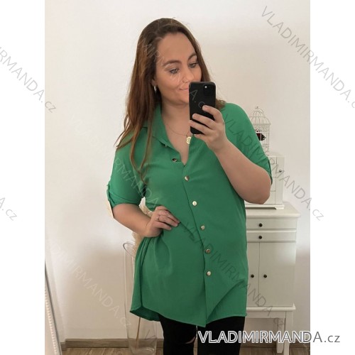 Košeľa dlhý rukáv dámska nadrozmer (XL/2XL/3XL ONE SIZE) TALIANSKA MóDA IM423105/DU XL/2XL zelená