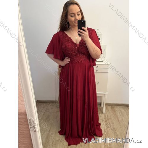 šaty plesové elegantní společenské krátký rukáv dámské nadrozměr (2XL/3XL ONE SIZE) ITALSKÁ MÓDA IMM2361107pl