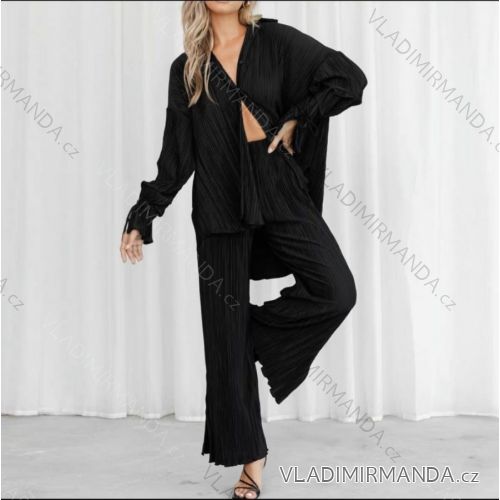 Souprava kalhoty dlouhé a košile dlouhý rukáv dámská (S-XL) ITALSKÁ MÓDA IMPGM2322496-03 čierna L