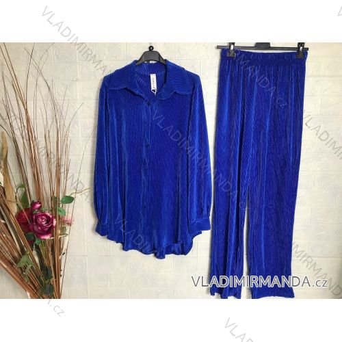 Súprava nohavice dlhé a košele dlhý rukáv dámska (S-XL) TALIANSKA MÓDA IMPGM2322496-06 kráľovská modrá S