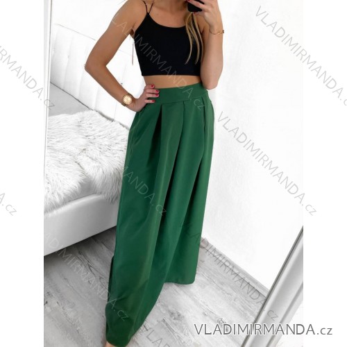 Sukňa maxi dlhá v páse na žabičkovanie dámska (S/M/L ONE SIZE) TALIANSKA MÓDA IMM22MAXIMA/DR tmavo zelená