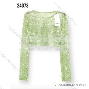 Top/croptop trblietavý s flitrami dlhý rukáv dámsky (S/M ONE SIZE) TALIANSKA MÓDA IMPHD2324073