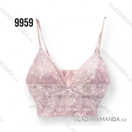 Top/croptop trblietavý s flitrami na ramienka dámsky (S/M ONE SIZE) TALIANSKA MÓDA IMPHD239959