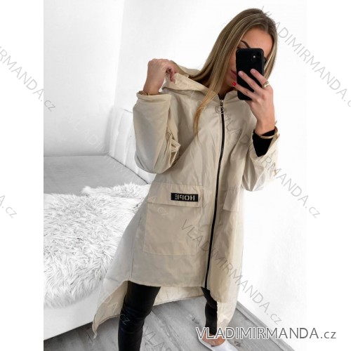 Bunda kabát parka šustáková vetrovka dámska (M/L ONE SIZE) TALIANSKA MÓDA IMD22641/DU M / L béžová