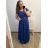 Šaty plesové elegantné spoločenské rukáv dámske nadrozmer (L/XL ONE SIZE) TALIANSKA MÓDA IMM23FRANCESCA/DUR kráľovská modrá