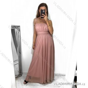 Šaty dlhé elegantné spoločenské na ramienka dámske (S/M ONE SIZE) TALIANSKA MÓDA IMPSH233586