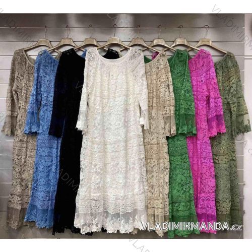 Šaty letné voľnočasové krajkové dlhý rukáv dámske nadrozmer (XL/2XL ONE SIZE) TALIANSKA MÓDA IMWGS23980