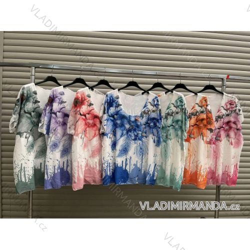 Tunika šifónová krátky rukáv dámska nadrozmer (XL/2XL ONE SIZE) TALIANSKA MÓDA IMWA231002