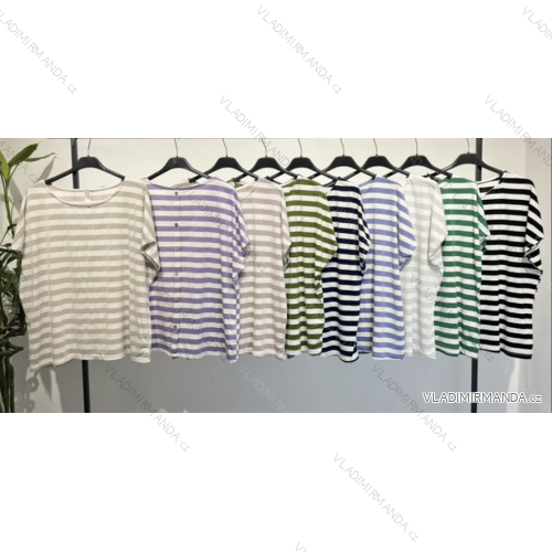 Tričko krátky rukáv dámske prúžok (S/M ONE SIZE) TALIANSKA MÓDA IMPLM2380356