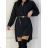 Šaty košeľové s opaskom dlhý rukáv dámske (S/M ONE SIZE) TALIANSKA MÓDA IMPCF237947MICROSTORE
