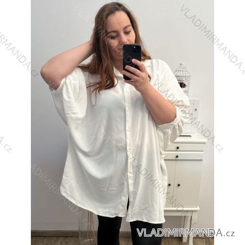 Košeľa predĺžená oversize s opaskom dlhý rukáv dámske (M/L/XL/2XL/3XL/4XL/5XL ONE SIZE) TALIANSKA MÓDA IMM23M20799