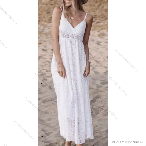 Šaty dlhé elegantné krajkové na ramienka dámske (S/M ONE SIZE) TALIANSKA MÓDA IMPSH238480