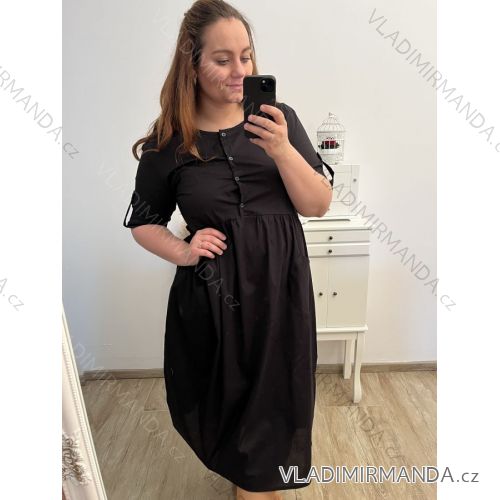 Šaty košilové krátky rukáv dámske nadrozmer (XL/2XL/3XL ONE SIZE) TALIANSKA MóDA IM42383013/DU růžová