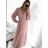Šaty dlhé elegantné šifónové s opaskom dlhý rukáv dámske (S/M ONE SIZE) TALIANSKA MÓDA IMWGB231009